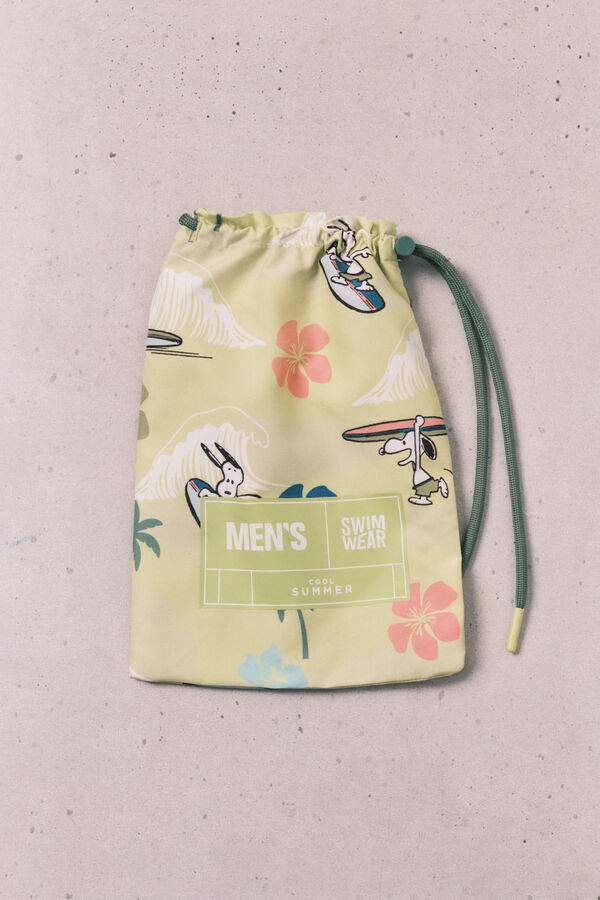 Women'secret Snoopy tropical print men's swimwear green