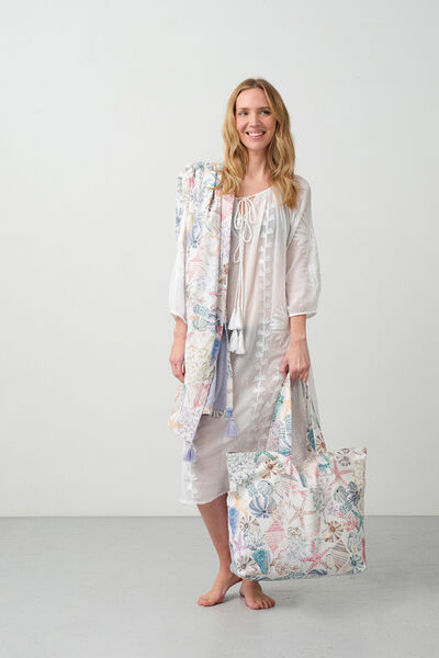 Womensecret Strandtasche aus Baumwollgewebe mit Print