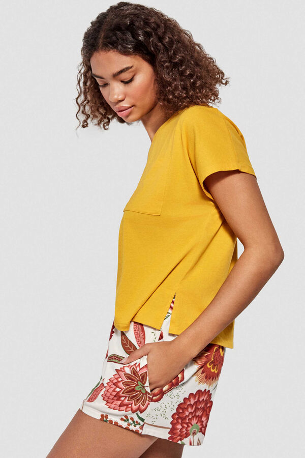 Womensecret Pijama corto pantalón a contraste amarillo