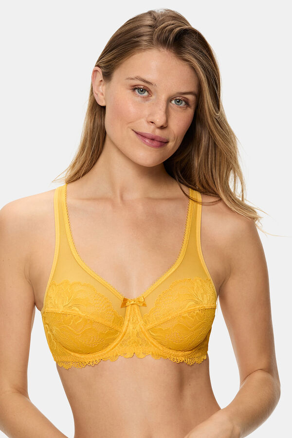 DIM Generous Essential lace High Support Bra  Žuta