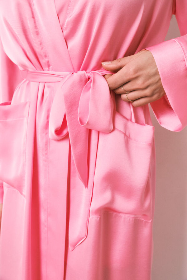 Women'secret Robe de chambre midi en satin rose rose
