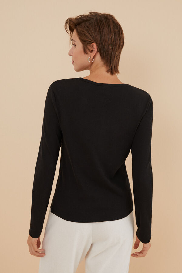 Womensecret Dark grey cotton long-sleeved T-shirt grey