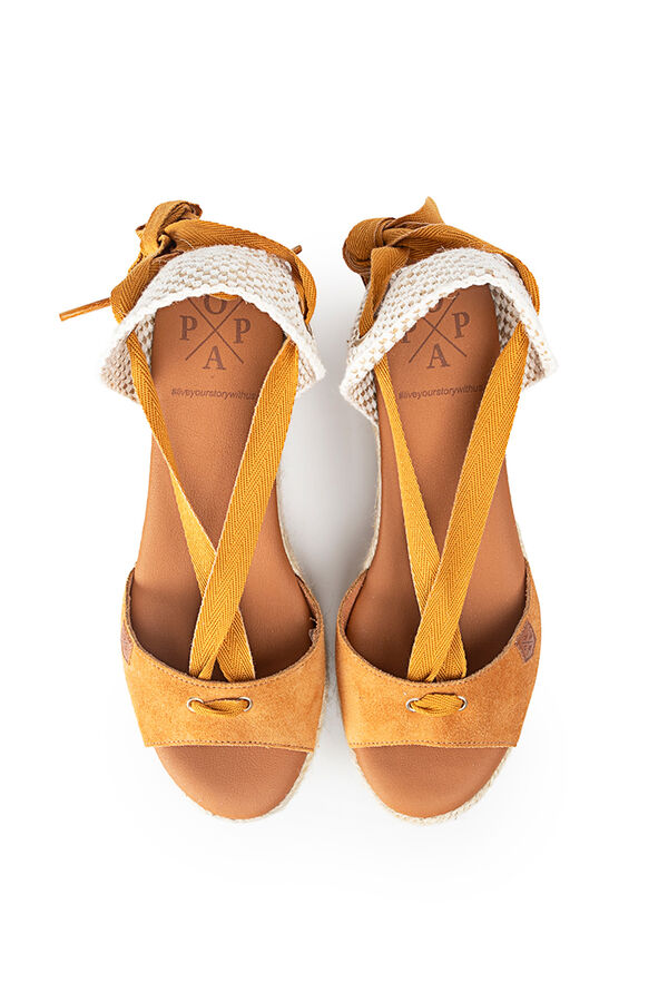 Womensecret Valdes split leather low-wedge sandal Smeđa