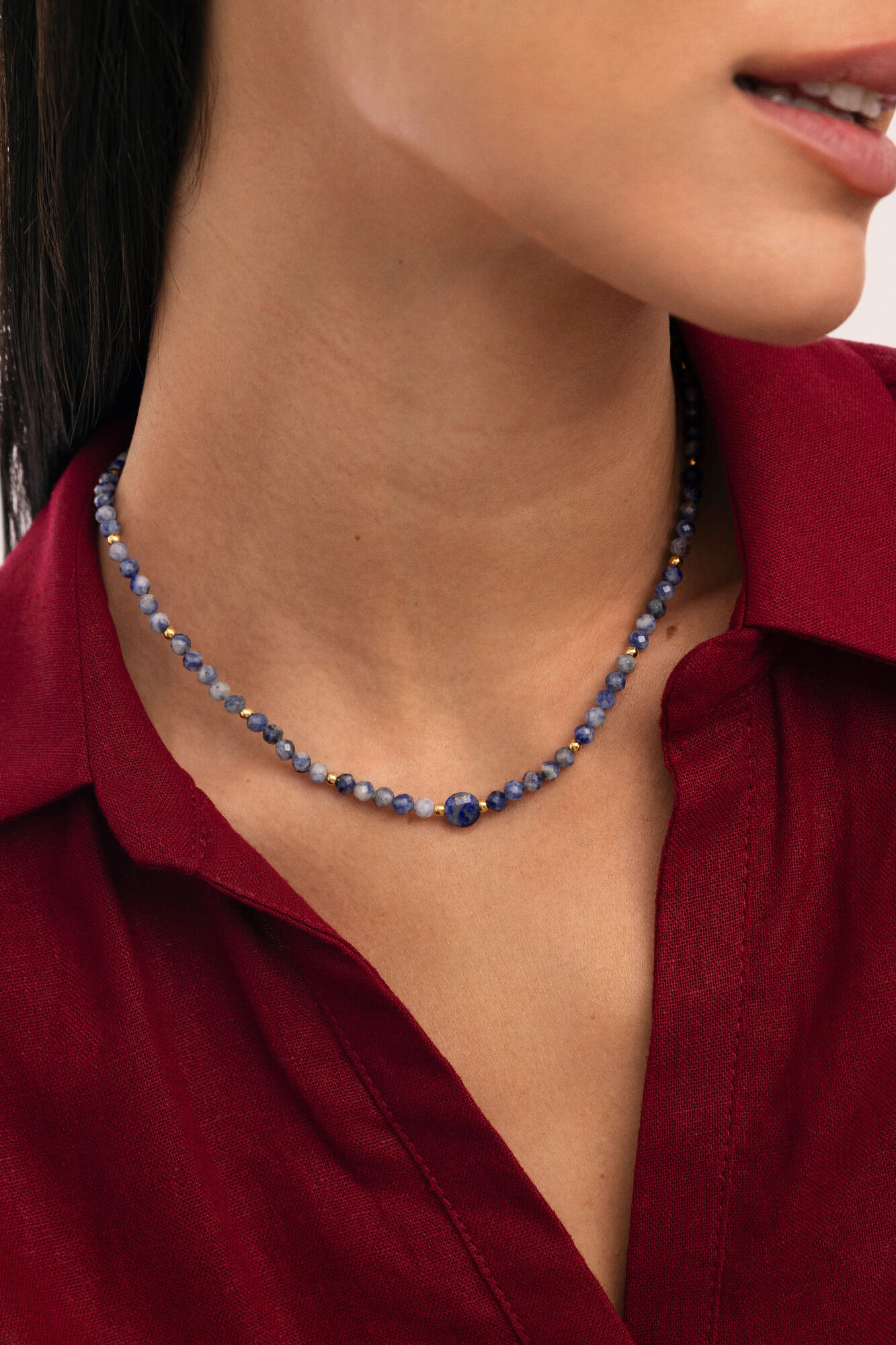 Singularu Halskette Amulett Kyanit Stahl Vergoldet