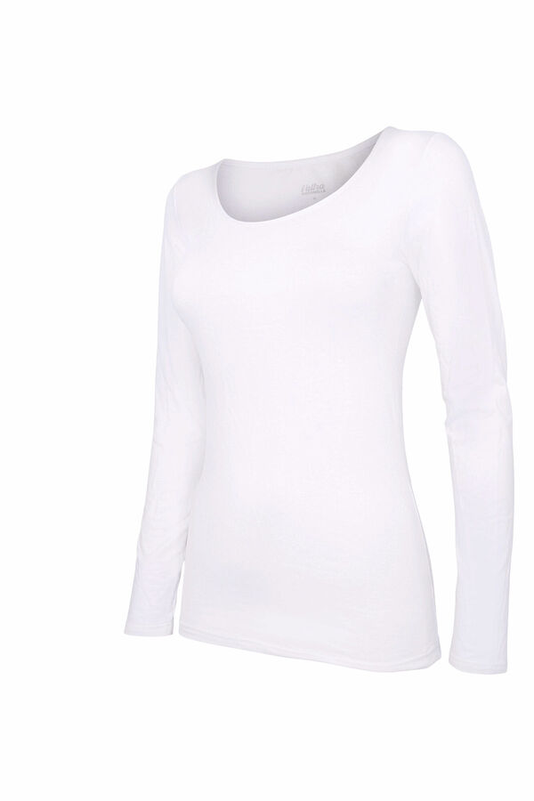Cotonella Women's thermal round neck long-sleeved T-shirt white