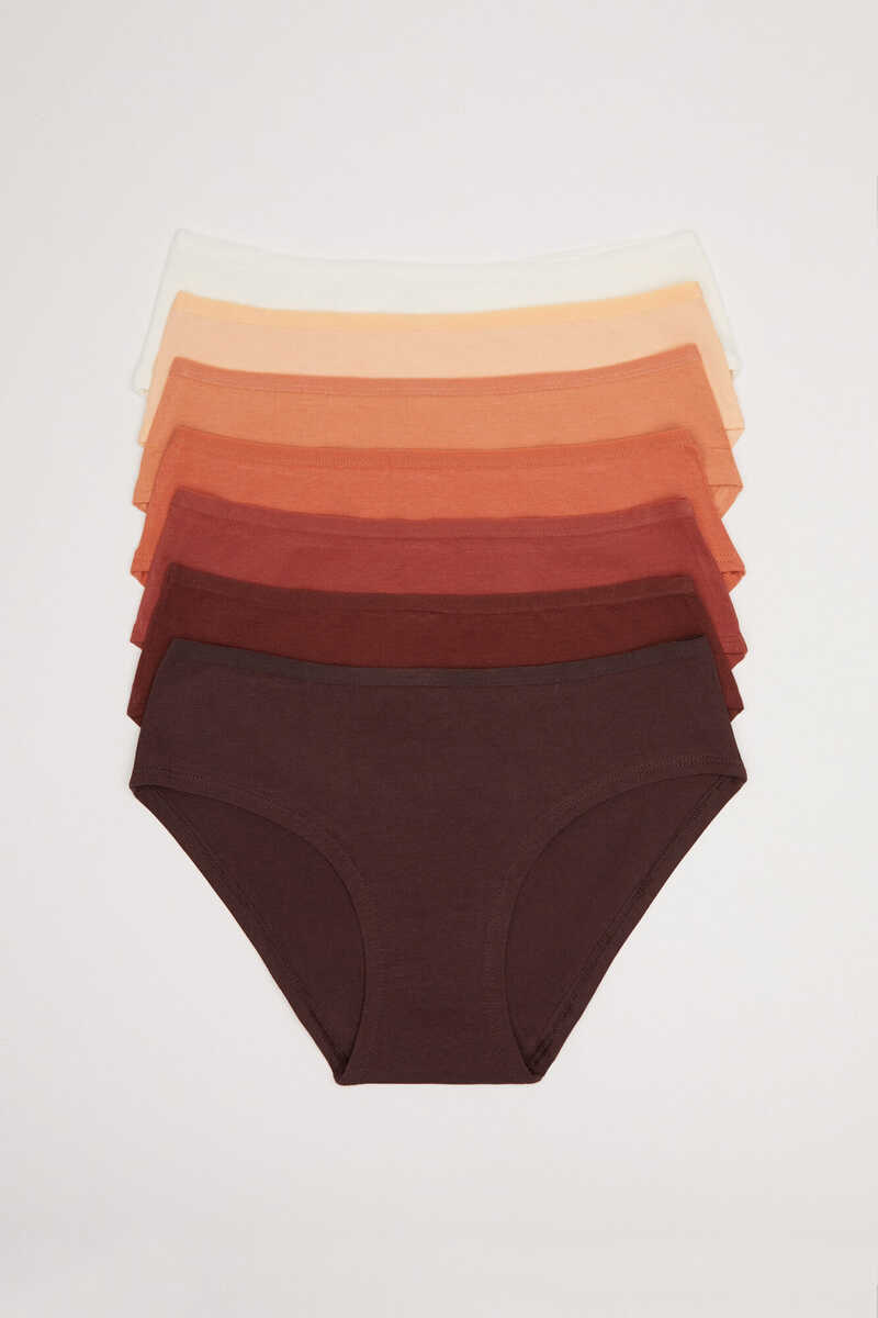 Womensecret 7-pack of brown wide side cotton panties white