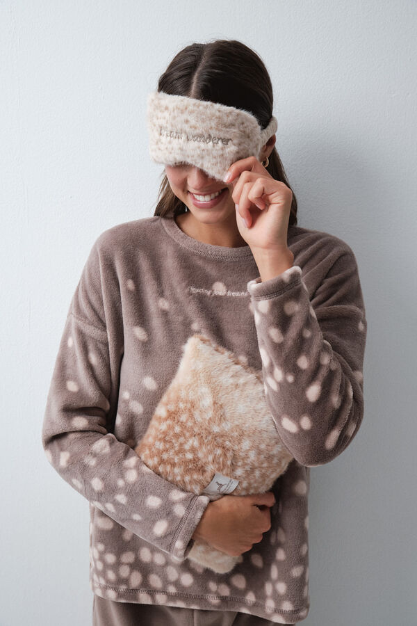 Women'secret Faux fur cushion and eye mask pack nude