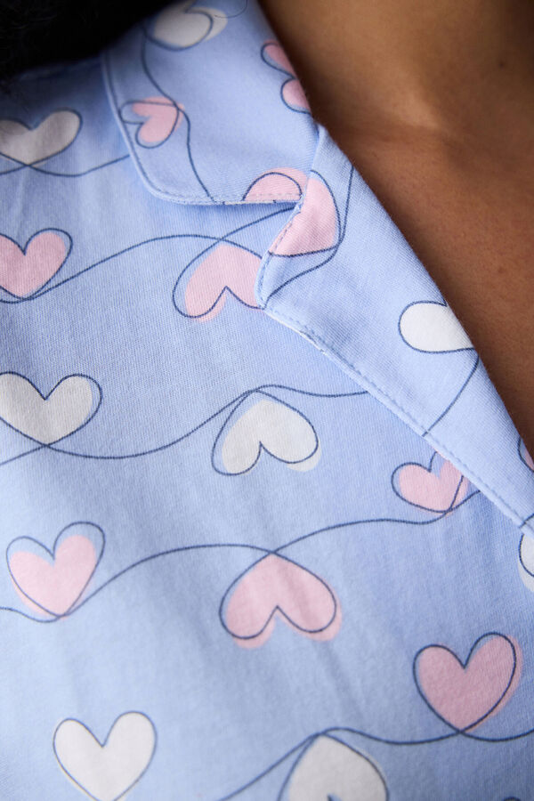 Penti Conjunto de pijama largo camisero azul corazones azul