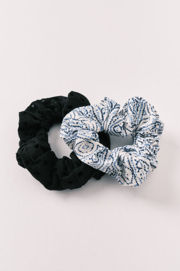 Women'secret Schwarzes 2er-pack mittlere scrunchies sortiert Blau