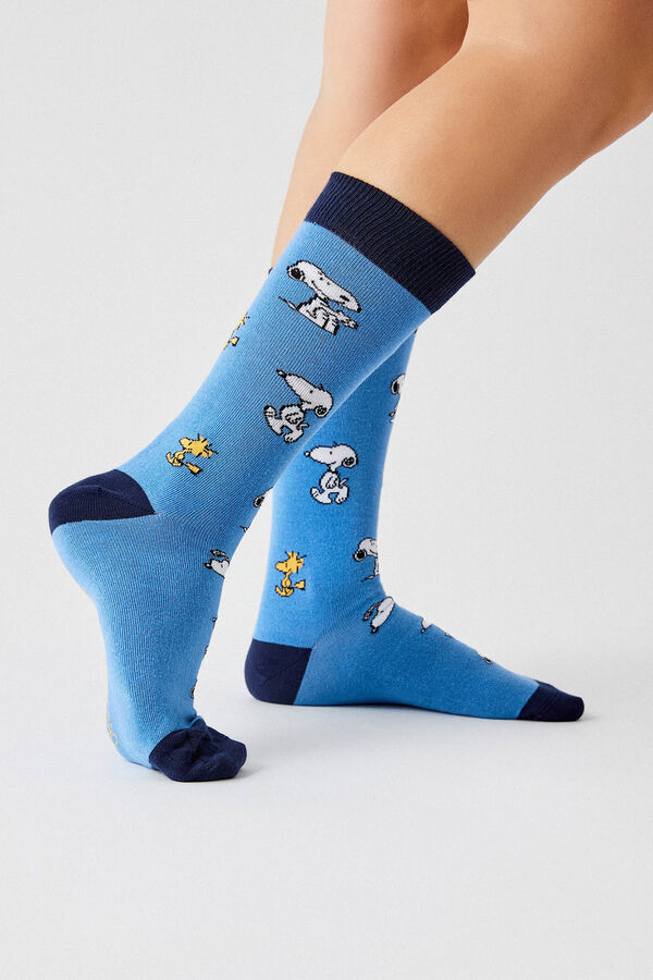 Womensecret Calcetines altos Besocks de algodón orgánico Snoopy color azul azul
