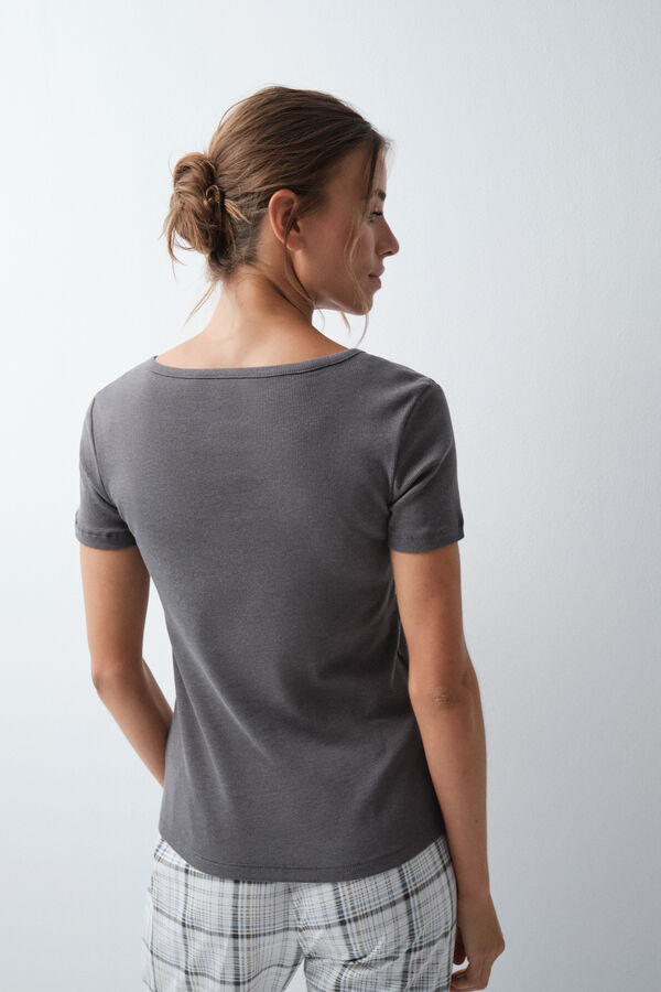 Women'secret Grey cotton short sleeve T-shirt grey