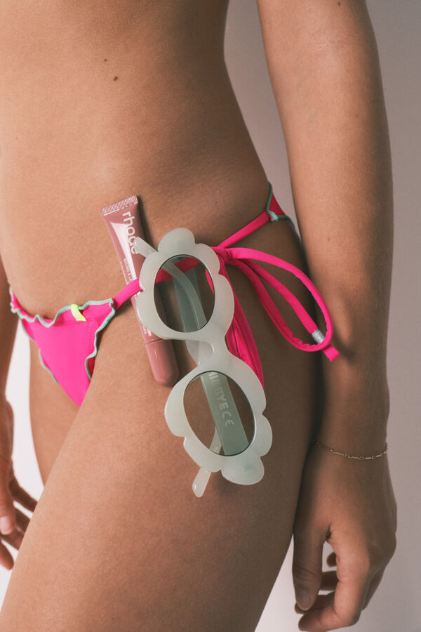 HI&BYE Pink Brazilian bikini bottoms with straps pink