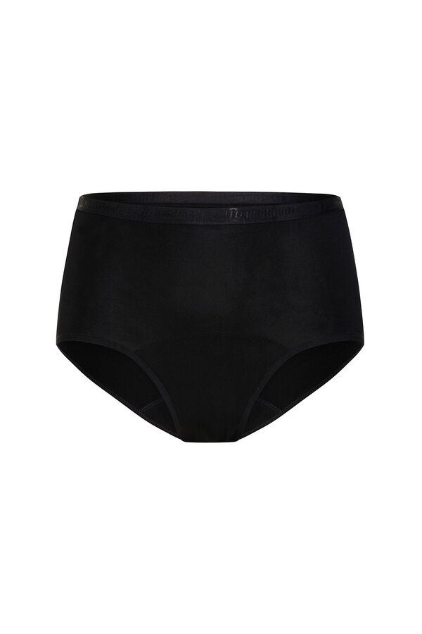 Womensecret Classic black bamboo high waist period panties – moderate to heavy absorption fekete