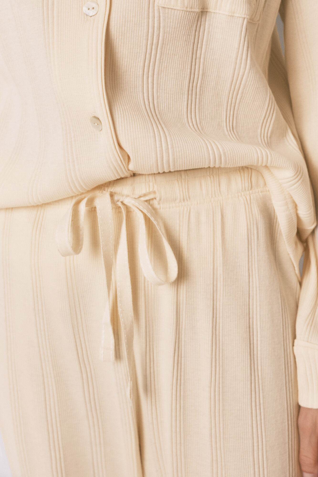 Women'secret Yellow ribbed cotton classic long pyjamas