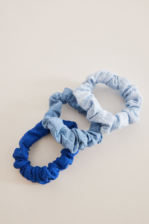 Womensecret 3-pack scrunchies in blue, navy blue and denim blue