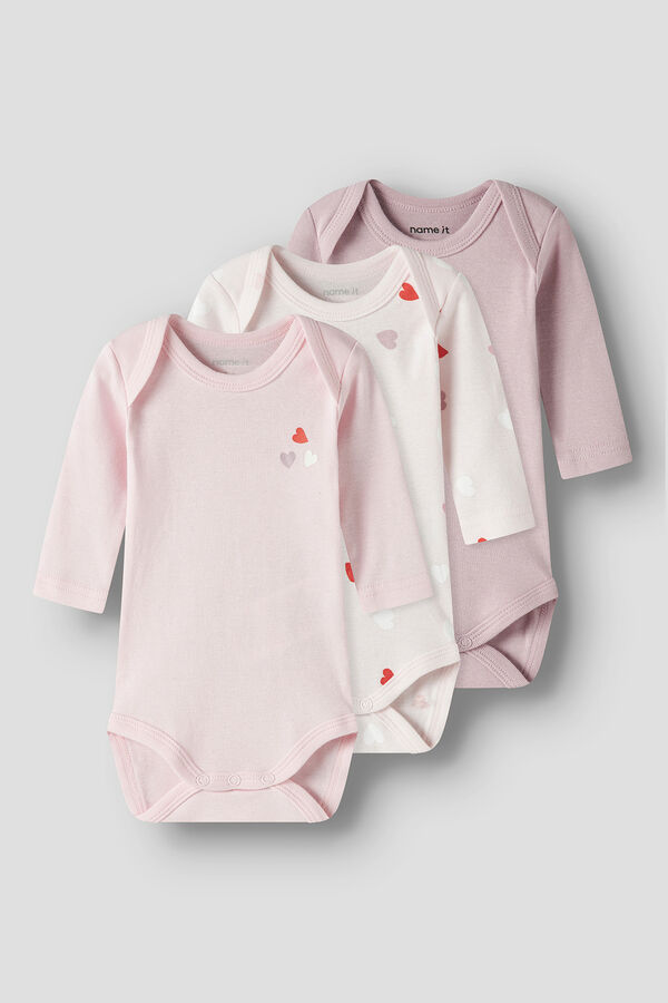 Name it Pack de 3 bodies coraz&oacute;n rosa