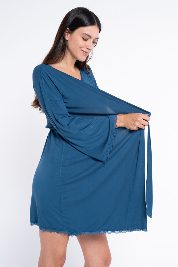 Ohma! Maternity Robe with Lace Lace blue