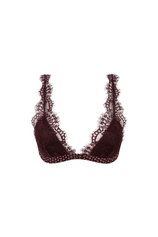 Women'secret Burgundy lace padded halterneck bra red