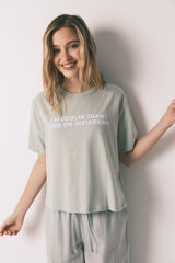 HI&BYE Green striped 100% cotton long pyjamas green