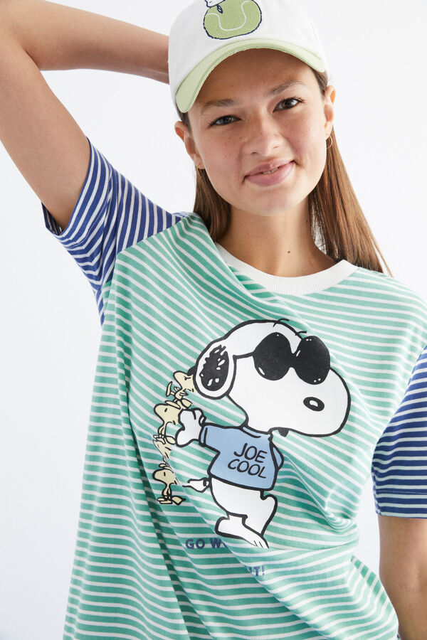 Womensecret Snoopy short striped 100% cotton nightgown S uzorkom