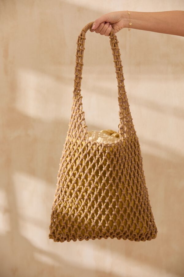 Calma House Bolso de algod&oacute;n de 35x35 amarillo