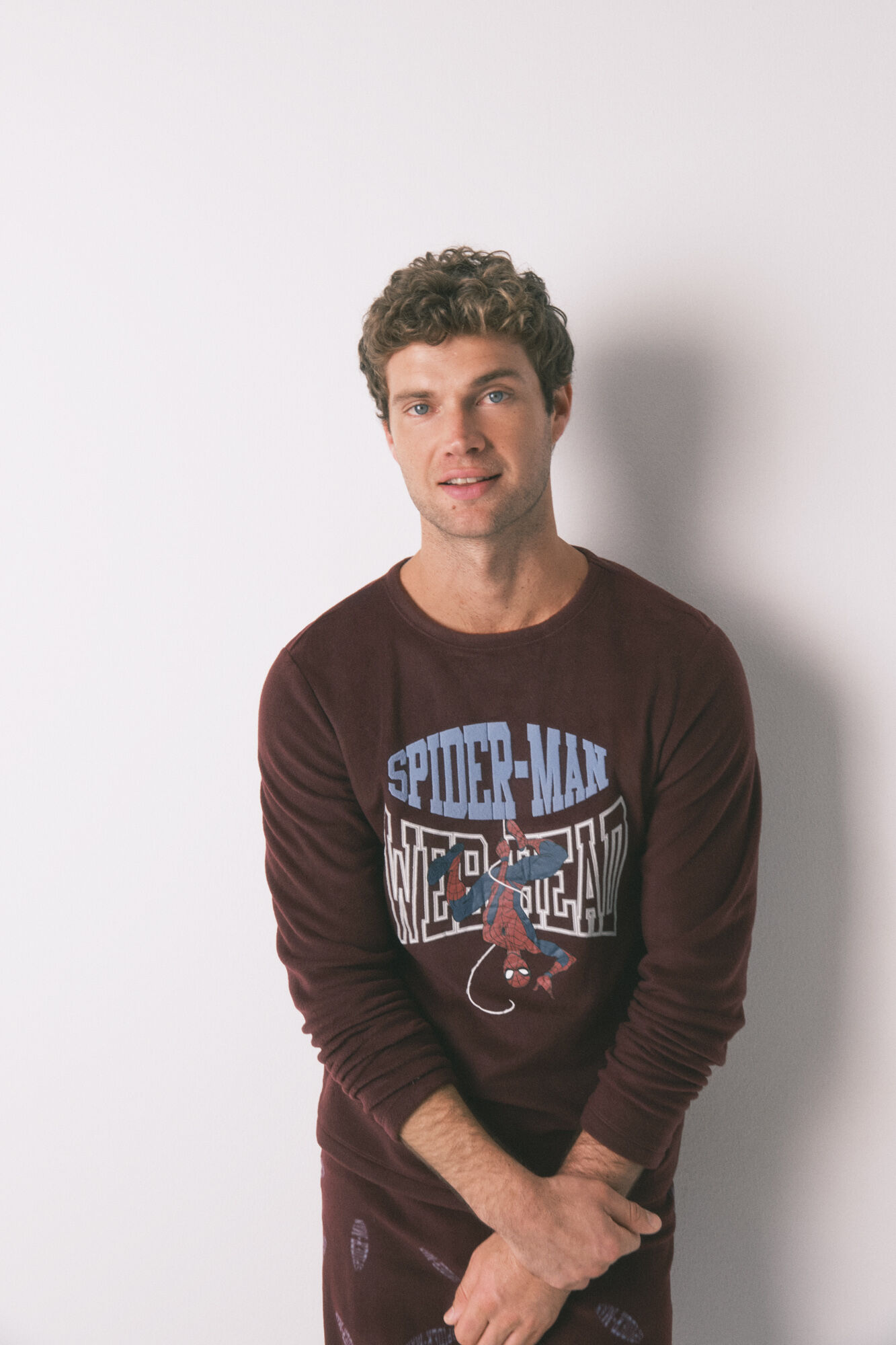 Women'secret Spiderman red fleece fleece men's long pyjamas