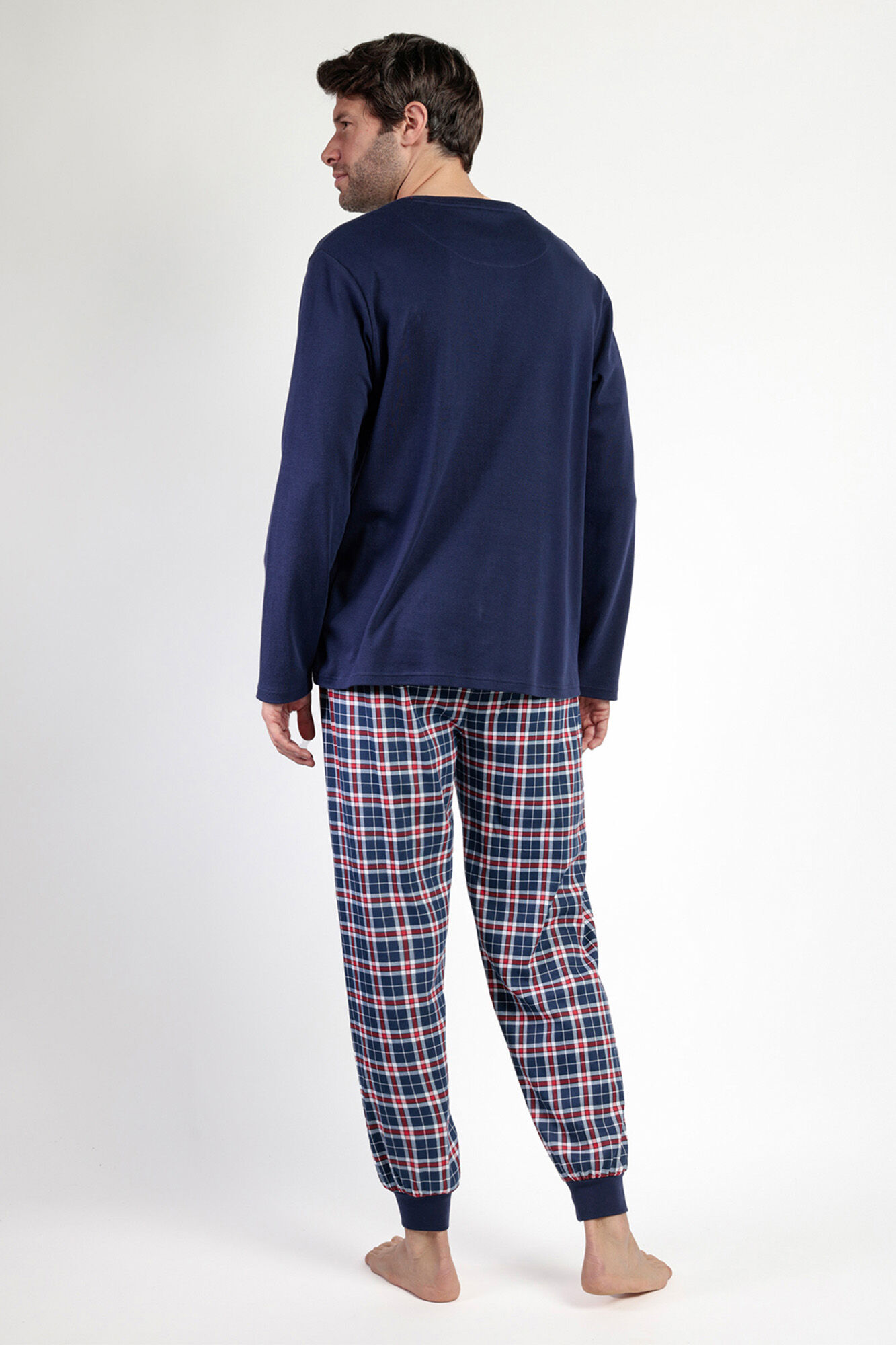 Admas Pijama largo Snoopy cuadros 100% algod&oacute;n