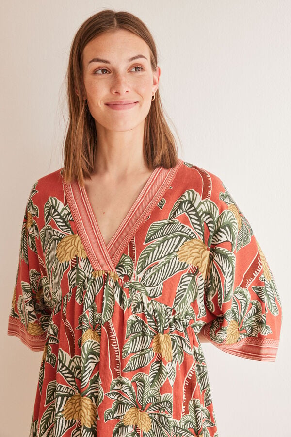 Womensecret Kleid aus Viskose mit tropischem Print mit Print