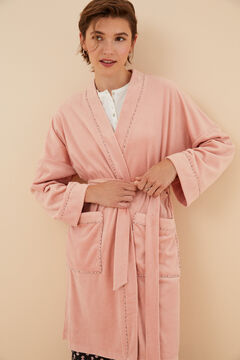 Womensecret Robe de chambre mi-longue velours rose rose