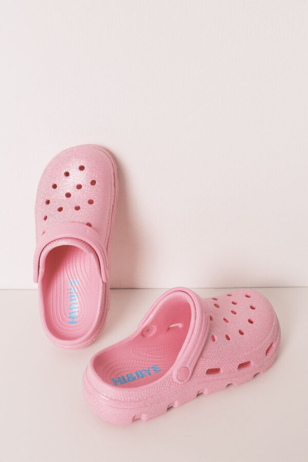 HI&BYE Bright pink rubber platform clog pink