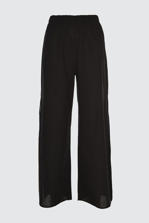 Trendyol Pantalones cintura alta aberturas negro
