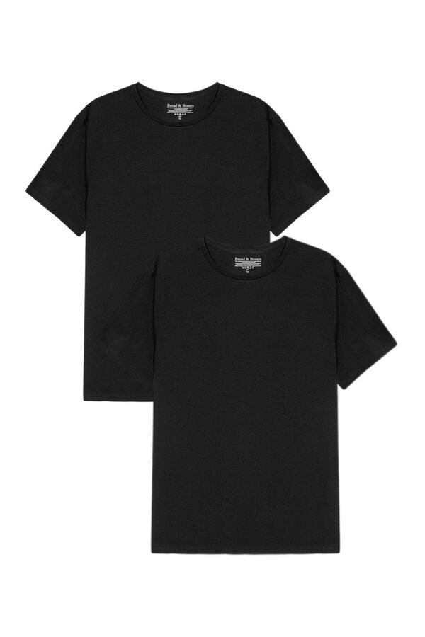 Bread & Boxers Pack 2 camisetas el&aacute;sticas cuello caja algod&oacute;n org&aacute;nico negras negro