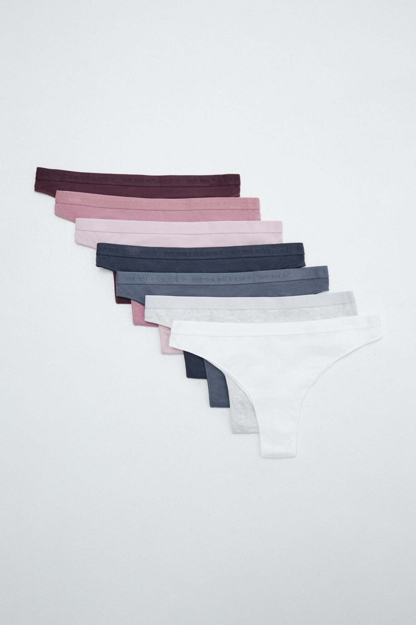 Women'secret Plain cotton 7-pack Brazilian panties with logo