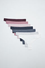 Women'secret Plain cotton 7-pack Brazilian panties with logo white