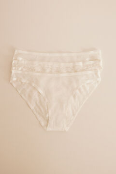 Womensecret 3-pack ivory lace panties beige