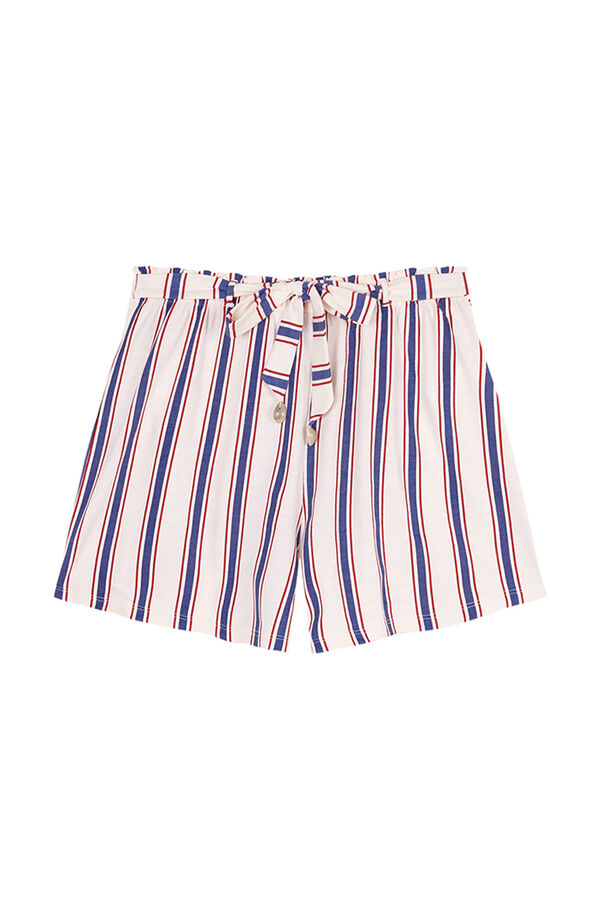 Womensecret All-over striped 100% cotton shorts blue
