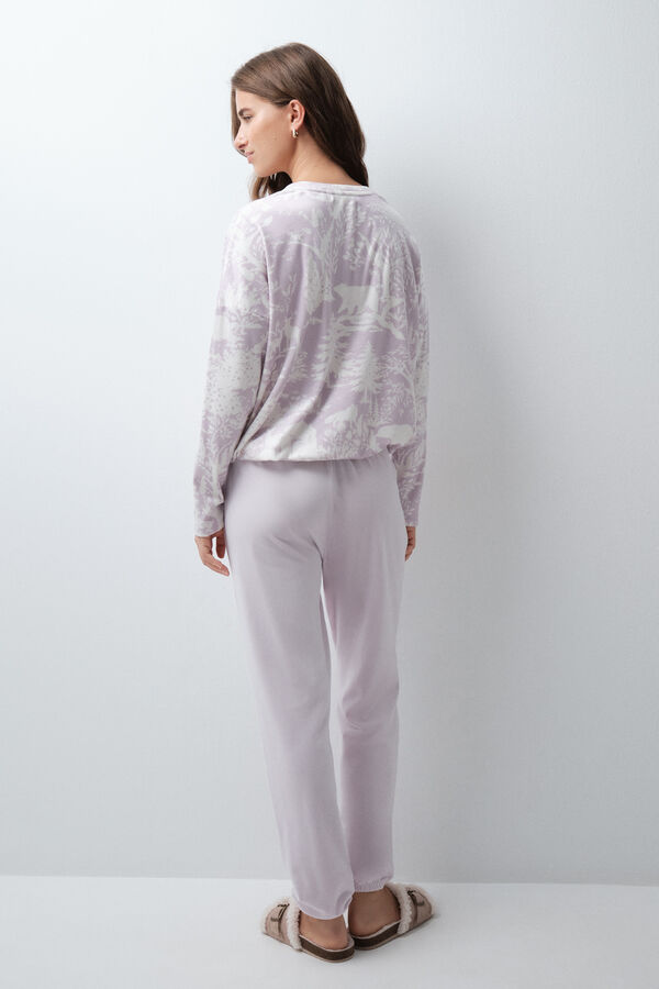Women'secret Mauve velvet long pyjamas pink