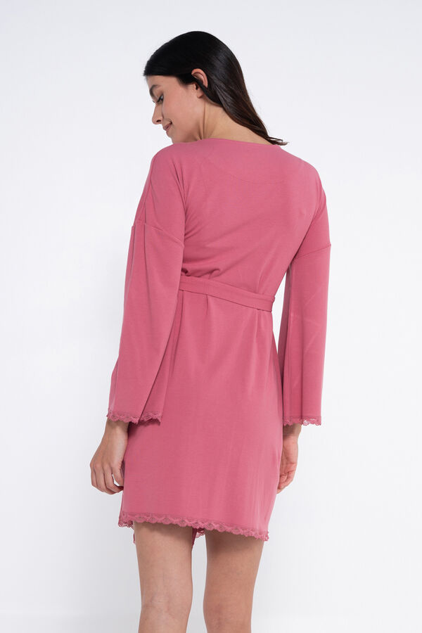 Ohma! Maternity robe with lace details pink