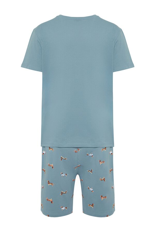 Trendyol Pijama hombre algod&oacute;n estampado animal azul