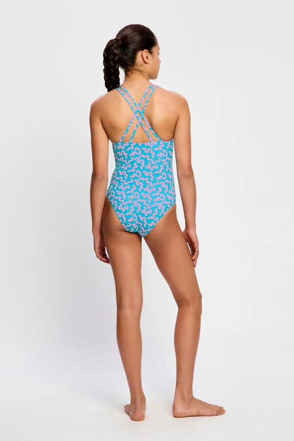 Modibodi Fato de banho menstrual costas cruzadas azul