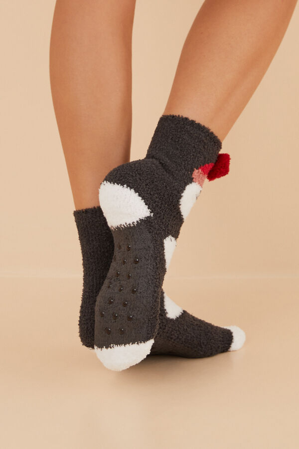 Womensecret Fluffy penguin socks grey