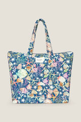 Textura Bestickte Tasche aus laminierter Baumwolle Blau