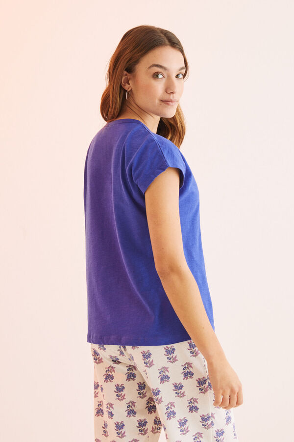 Womensecret T-shirt coton manches courtes bleu bleu