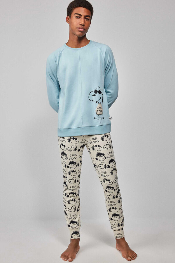 Gisela Pijama largo de hombre Snoopy azul