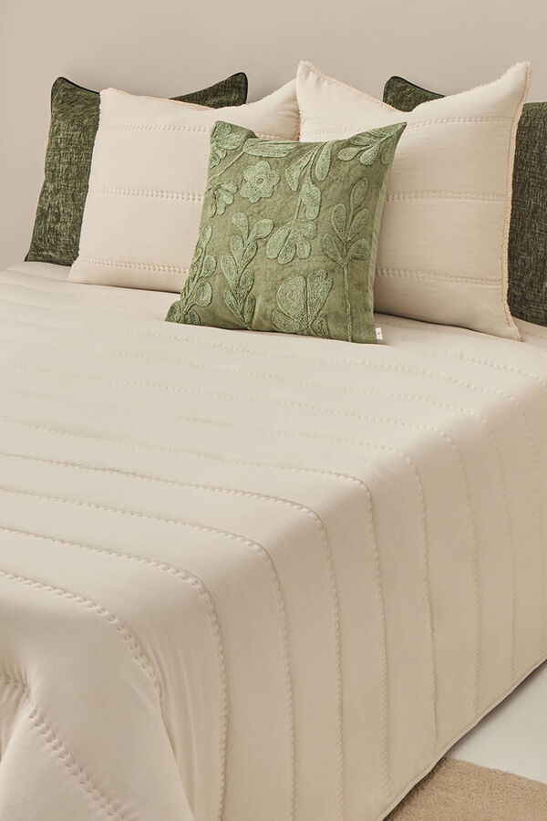 Textura Reversible microfibre and faux shearling duvet beige