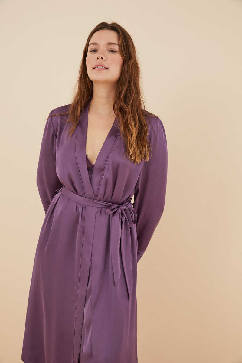Womensecret Long purple satin robe pink