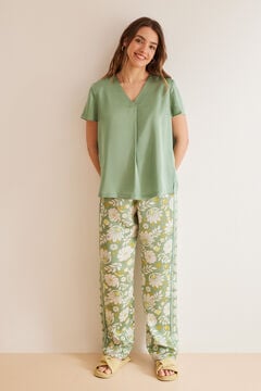 Womensecret Pijama estampado flores verde verde
