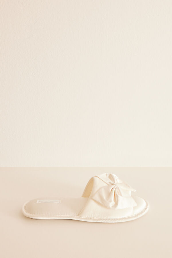 Womensecret Bijele kućne papuče s mašnicom Bijela
