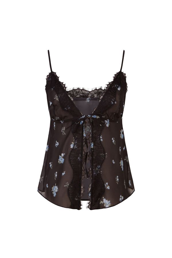 Women'secret Black floral embroidered babydoll camisole black