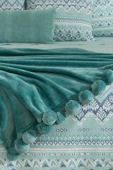 Womensecret Fleece pompoms blanket, 120 x 180 cm. kék
